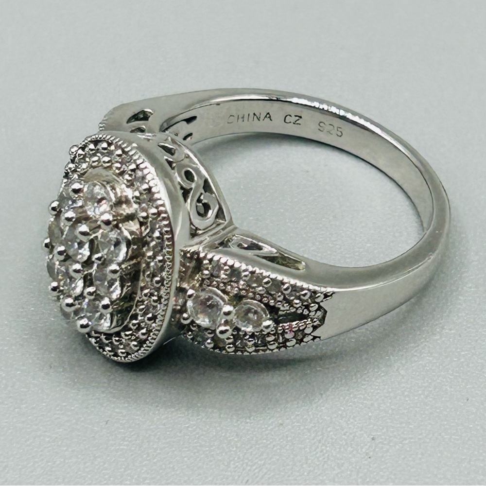 IMENA Oval base Sterling Ring with 67 CZs Really Fabulous 11mmx13mm Size 8.25